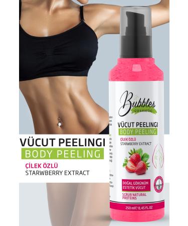 bs bubbles cosmetic Nourishing Purifying and Moisturizing Body Peeling 2 Times Strong 250 ml Strawberry Extract - Buy Online on GoSupps.com