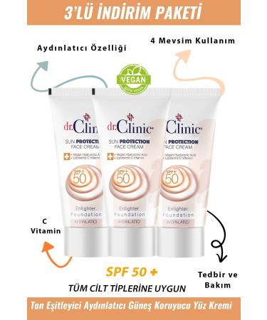 Dr. Clinic Brightening Foundation Sunscreen Face Cream Spf + 50 3-Piece Set - Buy Online on GoSupps.com