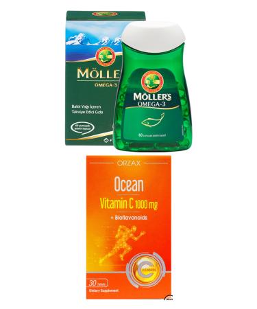 Mollers Omega 3 60 Capsules and Ocean Vitamin C 30 Tablets