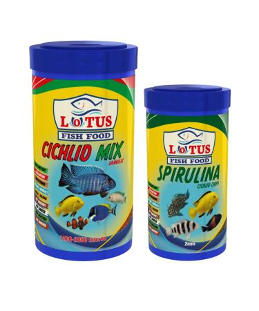 Lotus Cichlid Mix 1000 Ml + Spirulina 250 Ml Fish Food
