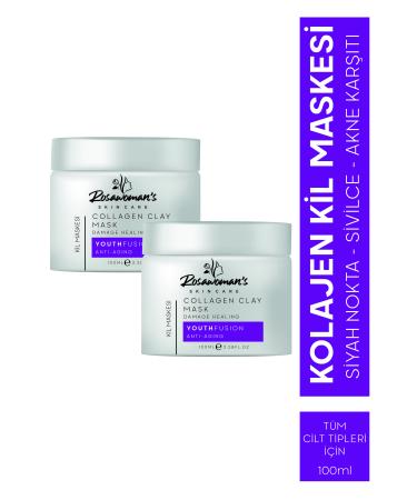 Rosawomans Collagen Clay Mask Anti-Acne Blackhead 100ml - 2 Pieces