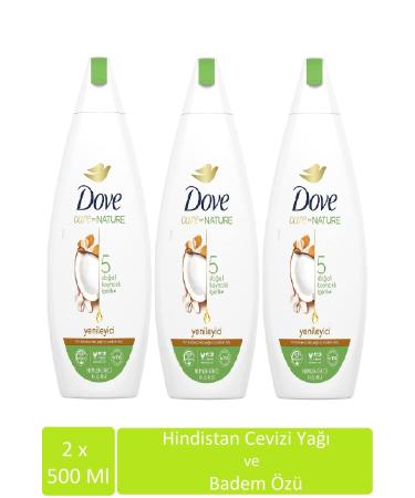 Dove Care By Nature Refreshing Shower Gel With Coconut Oil And Almond Extract 500 Ml X 3 Pieces