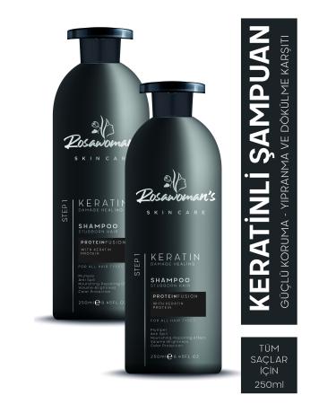 Rosawomans Keratin Repairing Hair Care Shampoo 250 ml 2 Pieces
