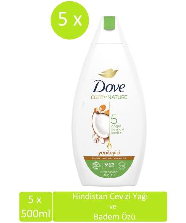 Dove Care By Nature Refreshing Shower Gel with Coconut Oil and Almond Extract 500 Ml X 5 Pieces (Box)