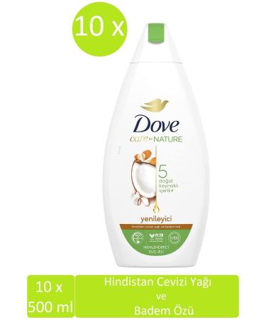 Dove Care By Nature Refreshing Shower Gel with Coconut Oil and Almond Extract 500 Ml X 10 Pieces (Box)