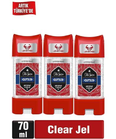 Old Spice Men's Deodorant Captain Stick Gel 70 Ml X 3 Pcs