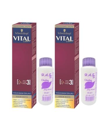 Schwarzkopf Vital Colors Hair Dye Dark Bronze Brown-5-68 Hass Oxidant 60 Ml. (2 PIECES)