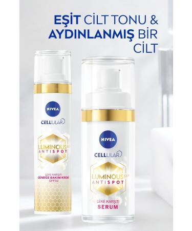 NIVEA Ruya Luminous630 Anti-Spot Day Care Cream 40ml spf50 Hyaluronic Acid and Vitamin E - Buy Online on GoSupps.com