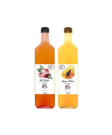 Suheylaana Natural Rose Vinegar 1000 Ml - Natural Papaya Vinegar 1000 Ml