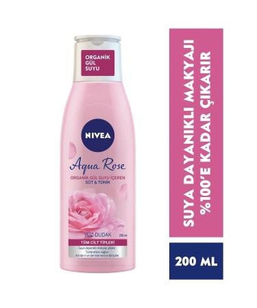 NIVEA Aqua Rose Milk & Tonic with Organic Rose Water 200ml Effective Make-Up Remover
