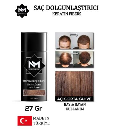 NM Professional Hair Volumizing Powder Fiber Keratin 27 Gr / Medium Brown