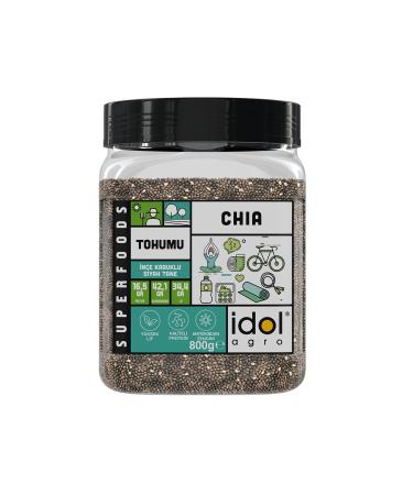 idolagro Chia Seeds - 800 gr - Superfoods - Gluten Free - Keto Friendly - Full Protein High Fiber