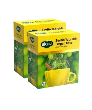 Akzer Olive Leaf & Nettle Mixed Herbal Tea (2 Packs) (180 G - 120 Filter Bags)