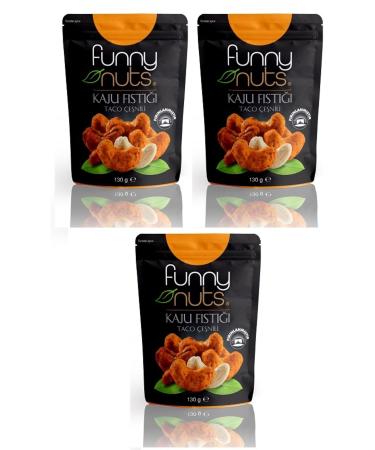 Funny 'Funny Nuts Taco Seasoned Cashew Nuts Roasted 130 gr package 3 Pieces