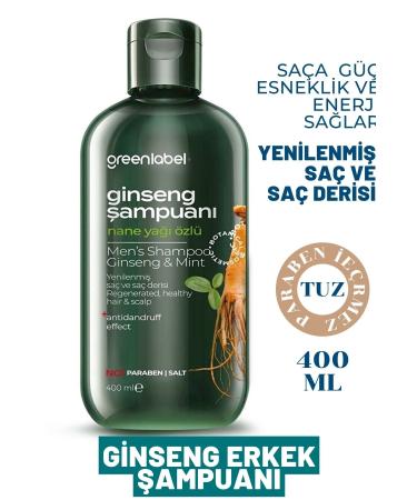Green Label Greenlabel Ginseng Essence Man Shampoo 400ml Care and Repair Anti-Dandruff Shampoo