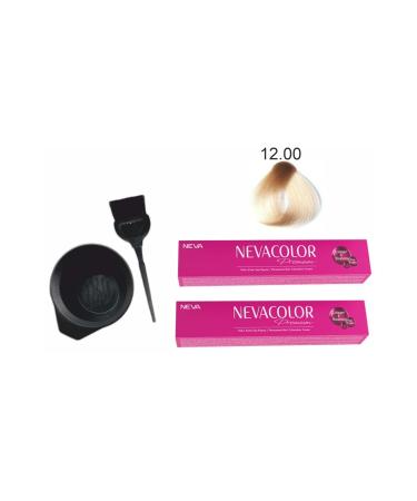 Neva Color Tube Dye 12.00 Intensive Natural Super Lightener Eco.2 Pack + Dyeing Set