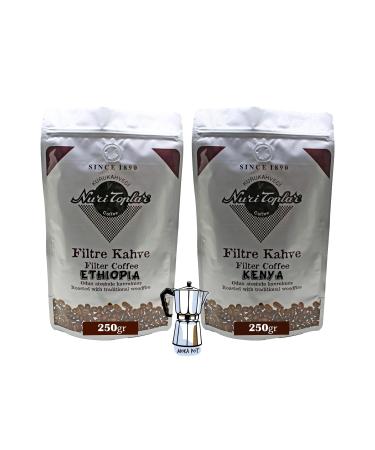 Nuri Toplar Filter Coffees Kenya and Ethiopia Local Package 2x250 Grams