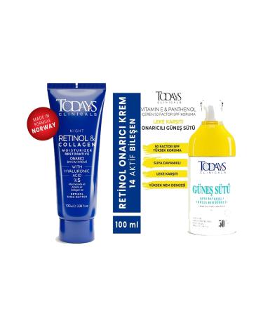 TODAYS CLINICALS Repair Cream - Retinol 100 Ml + Sun Milk 50 + Spf High Protection Anti-Stain 100 Ml