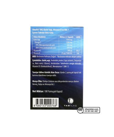 Omepa Dk2 Omega 3 Vitamin D Mk-7 100 Capsules - Buy Online on GoSupps.com