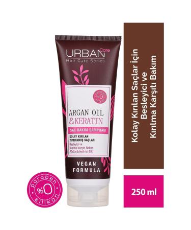 Urban Care Rita Argan Oil & Keratin Hair Care Shampoo for Easily Broken Damaged Hair Vegan//250 Ml.