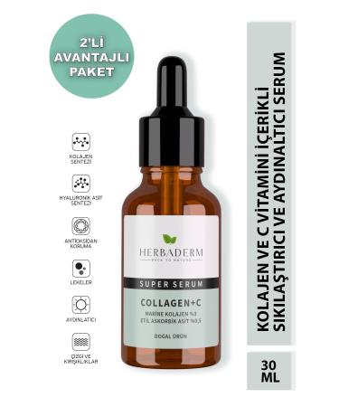 Herbaderm Super Serum (COLLAGEN C MARINE COLLAGEN 3% 3-O-ASCORBIC ACID 0.5%) Frequency and Brightening 30 ml X2