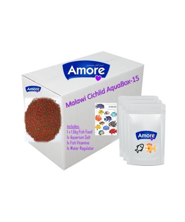 AMORE Cichlid Mix Granules Fish Food 1.5kg And Aquarium Care Set Aquabox-15