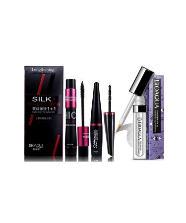 BIOAQUA Silk Lash Mascara Set and Plumping Eyebrow and Lash Serum 3 Pieces