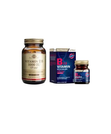 Nutraxin B12 1000 Mcg 60 Sublingual Tablet + Solgar Vitamin D3 1000 Iu 100 Capsules