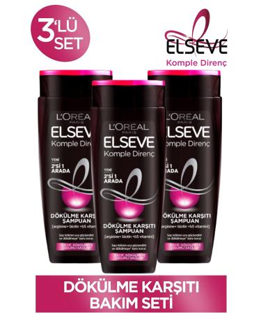 Elseve Complete Resistance Anti-Hair Loss 2in1 Shampoo 450ml 3 Pieces
