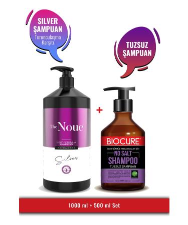Biocure Silver Anti-Orange Purple Shampoo Suitable for Gray White Platinum Blonde Hair and Salt-Free Shampoo