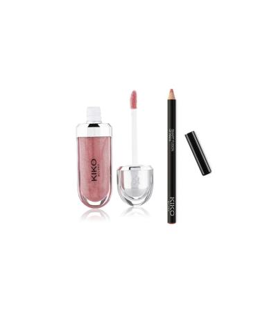 Kiko Milano Moisturizing Lip Gloss - 3D Hydra Lipgloss 17 Pearly Mauve and Smart Fusion Lip Pencil 504