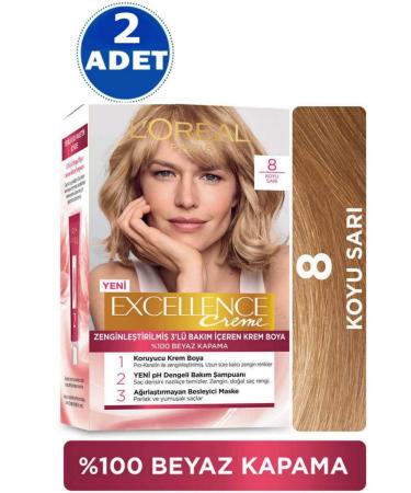 Excellence L'oreal Paris Creme Hair Dye 8 Dark Blonde 2 Pieces