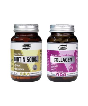 Phytodef Collagen + Vitamin C - 30 Tablets & Biotin 5000 Mcg - 60 Tablets