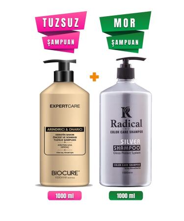 Radical Color Care Anti-Reflection and Anti-Orange Silver Purple Shampoo 1000ml+purifying Salt-Free Shampoo