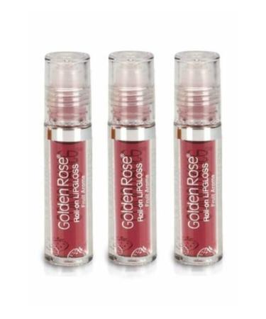 Golden Rose Fruit Lip Gloss - Roll On Lipgloss Strawberry (3 Pieces)