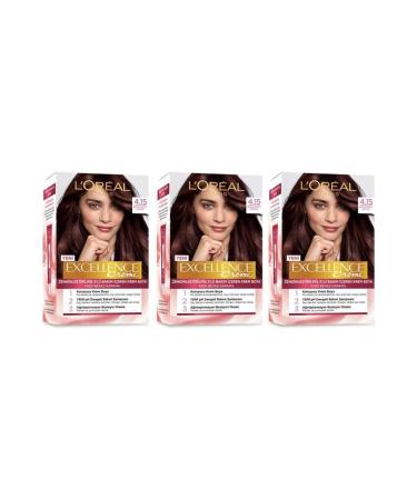 L'Oreal Paris Excellence Hair Dye 4.15 Fascinating Brown 3-Piece Set