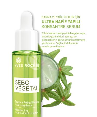 Yves Rocher Sebo Vegetal Antioxidant Oil Balancing Serum for Combination and Oily Skin - Zinc & Salicylic Acid - 30ml - Buy Online on GoSupps.com