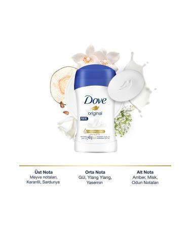 Dove Women Stick Deodorant Original 1/4 Moisturizing Cream Effect 40 G - Buy Online on GoSupps.com