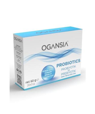 Ogansia Probiotic and Prebiotic Contains 10 Billion Probiotic Bacteria and Vitamin C. 20x3g