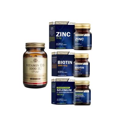 Nutraxin Zinc 100 Tablets + Biotin 5000 Mcg 30 Tablets + Selenium 100mcg 100 Tablets + Solgard3 Vitamin 100 Capsules