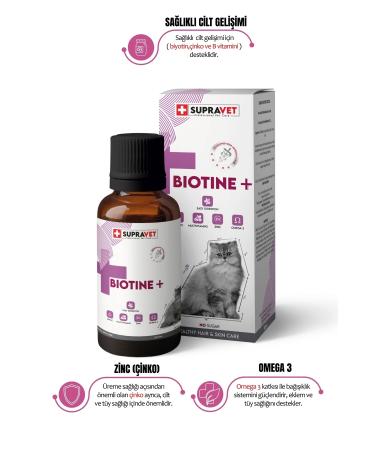 Supravet Plus +b For Cats Biotine Drops 100 Ml + Zinc + Multi Vitamin (Coat Health Drops for Cats)