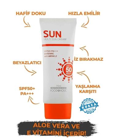 FOODAHOLIC Multi Sun 70ml Adenosine Containing Non-Sticky Anti-Stain Spf50 Pa+++ Uva/uvb Sunscreen