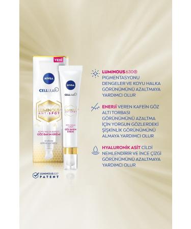 NIVEA Luminous630 Anti-Dark Circle Eye Care Cream 15ml Luminous Eye Contour Hyaluronic Acid - Buy Online on GoSupps.com