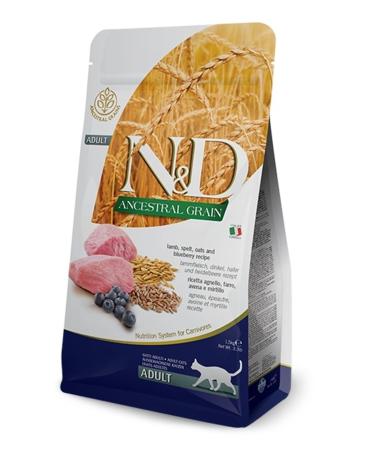 N & D Nd Ancestral Grain Low Grain Lamb & Blueberry Adult Cat Food 1.5 Kg