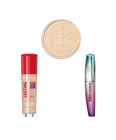 Rimmel London Lasting Finish Foundation 100 Ivory & Stay Matte Powder 01 Transparent & Black Mascara
