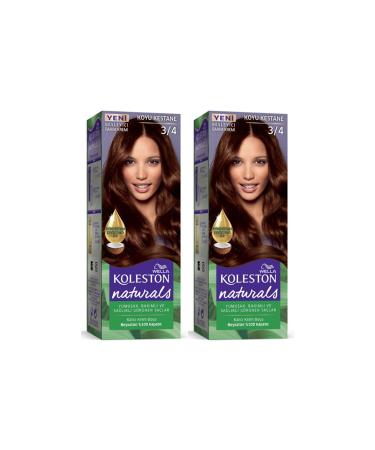 Wella Koleston Naturals Hair Dye 3/4 Dark Chestnut 2 Pieces