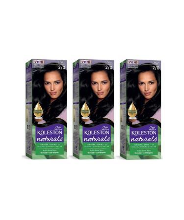 Wella Koleston Naturals Hair Dye 2/0 Black 3 Pieces