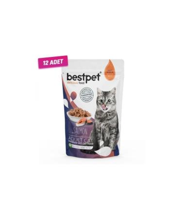 Bestpet 12 Pieces - Best Pet Adult Jelly Pouch Salmon Cat Food 85 gr