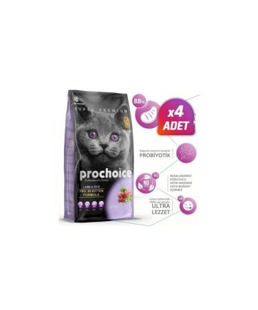 Pro Choice 4 Pieces - Pro Choice Pro 38 Kitten Lamb Kitten Cat Food 2 Kg