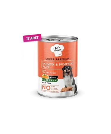 Chefs Choice 12 Pieces - Canned Adult Dog Food with Salmon and Pumpkin Minced Meat 400 Gr